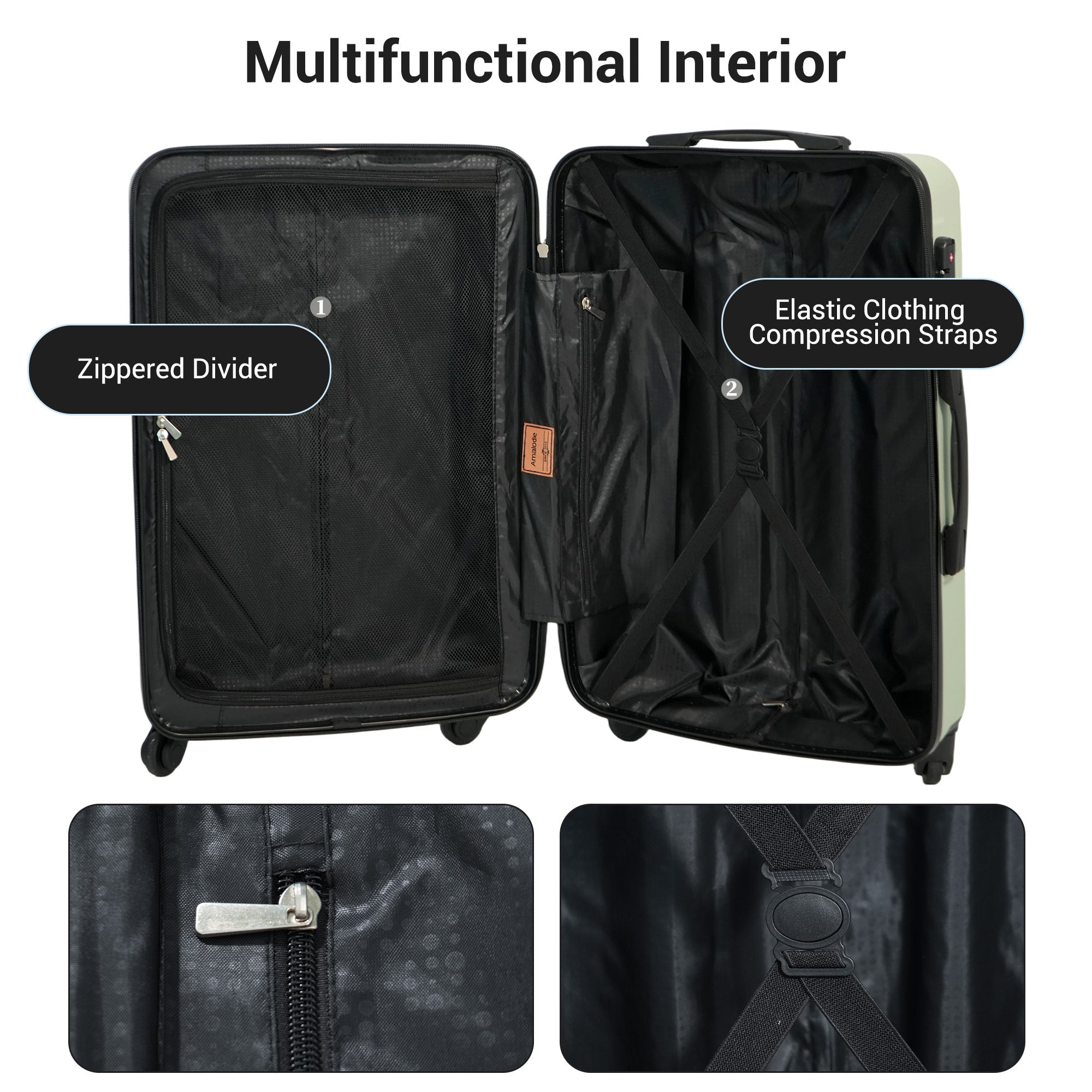7-Piece ABS Lightweight & Durable Luggage Set in Green