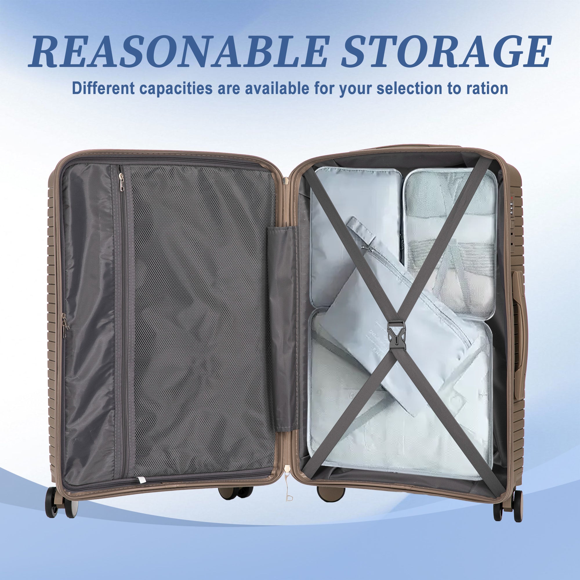 Gigatech 3-Piece PP Spinner Wheel Luggage Set (Champagne)