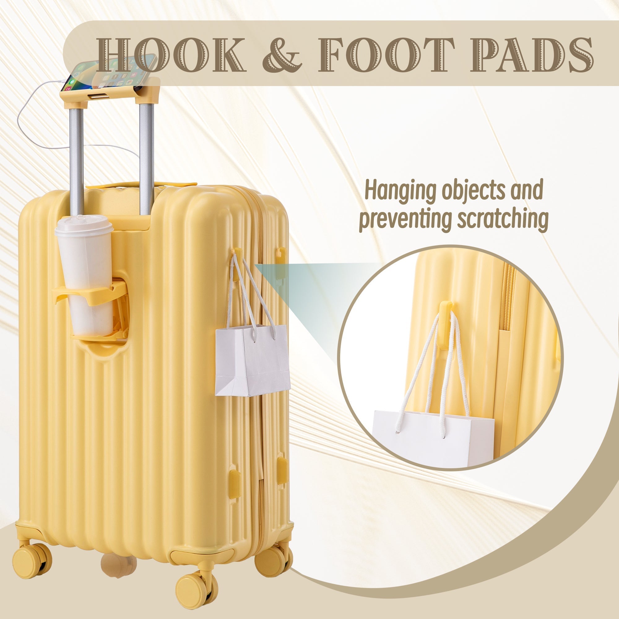 20'/24'/28' ABS Spinner Wheel Luggage Set with USB Port & Cup Holder