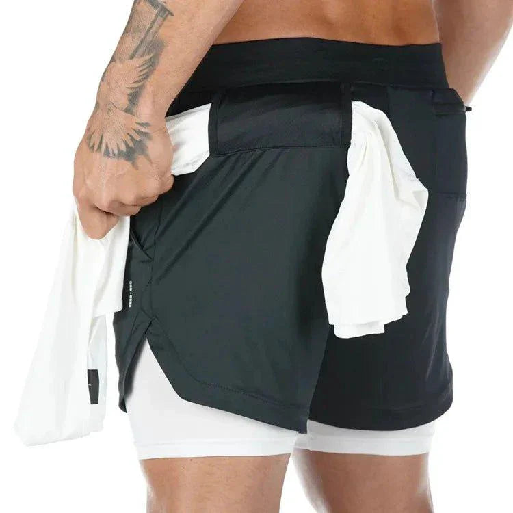 Mandotos Camo Running Shorts for Men 2 In 1 Quick Dry Gym Training Jogging Shorts