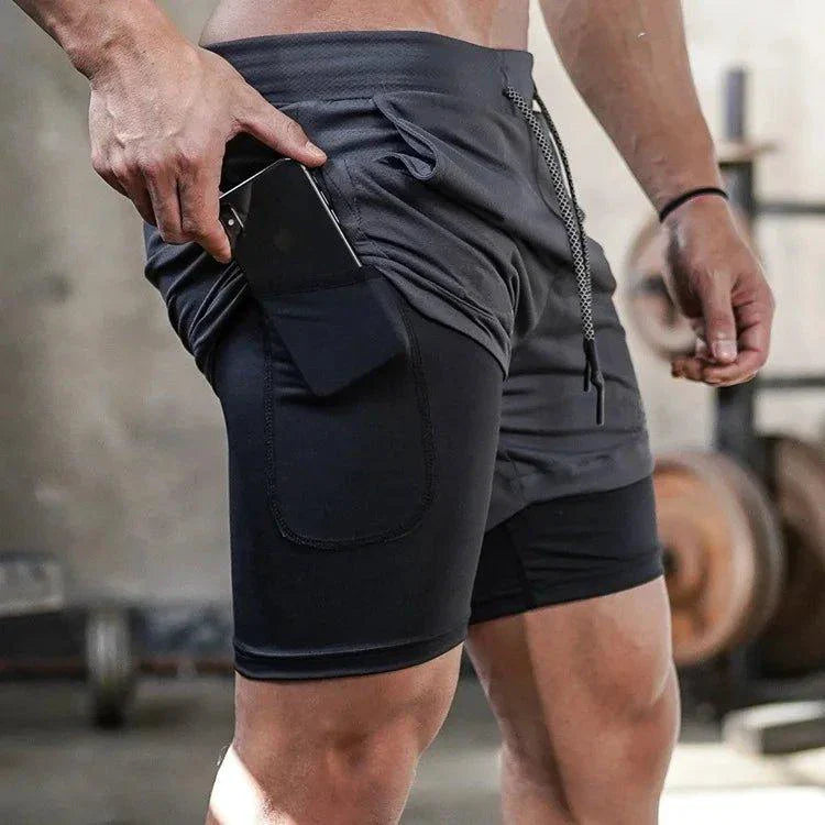 Mandotos Camo Running Shorts for Men 2 In 1 Quick Dry Gym Training Jogging Shorts