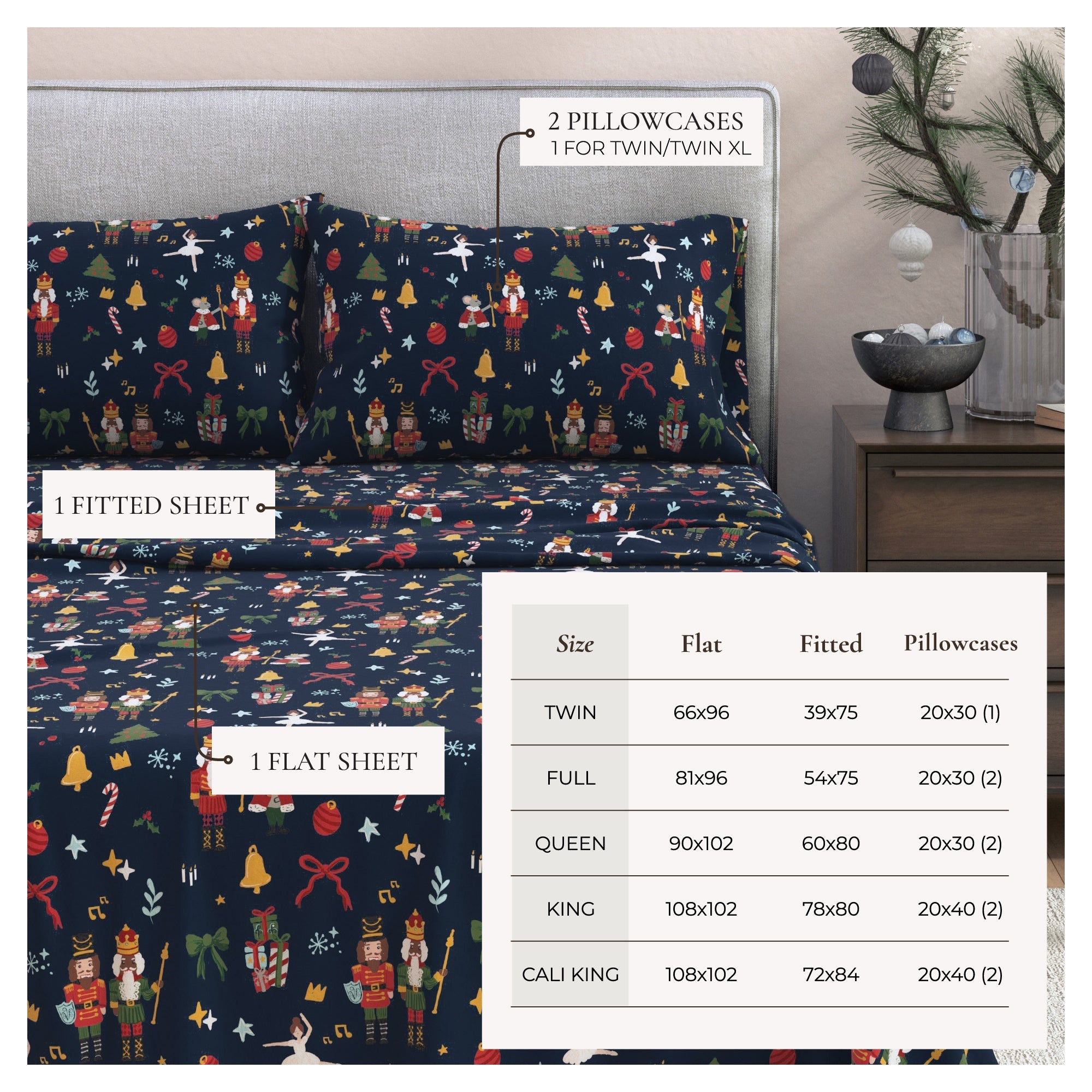 4-Piece Turkish Cotton Christmas Flannel Sheet - Whittaker Collection