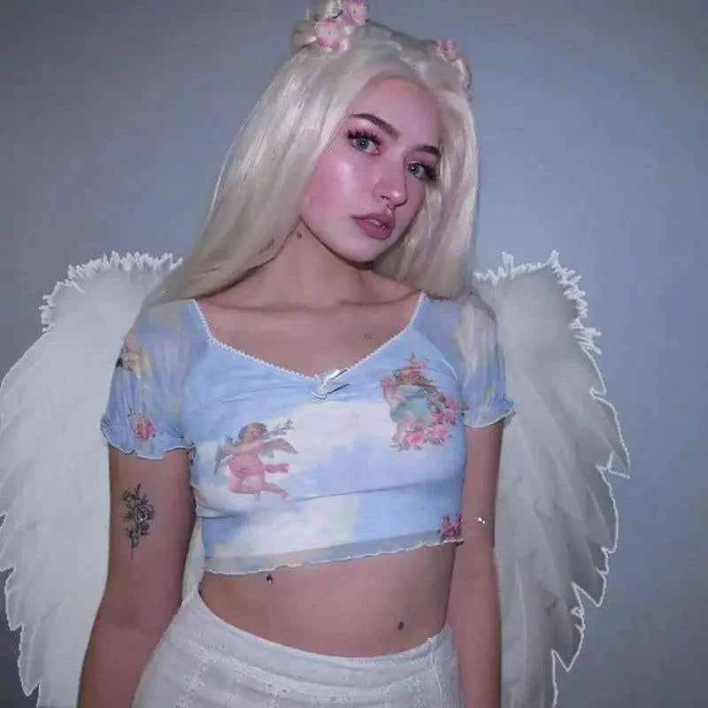 Cherub V-Neck Cropped Tee