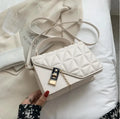 MANDOTOS Rhombus Pattern PU Leather Shoulder Bag 22 14 7 Cm Black Compact Messenger With Zipper Closure