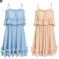 Chiffon Ruffled Summer Pleat Dress