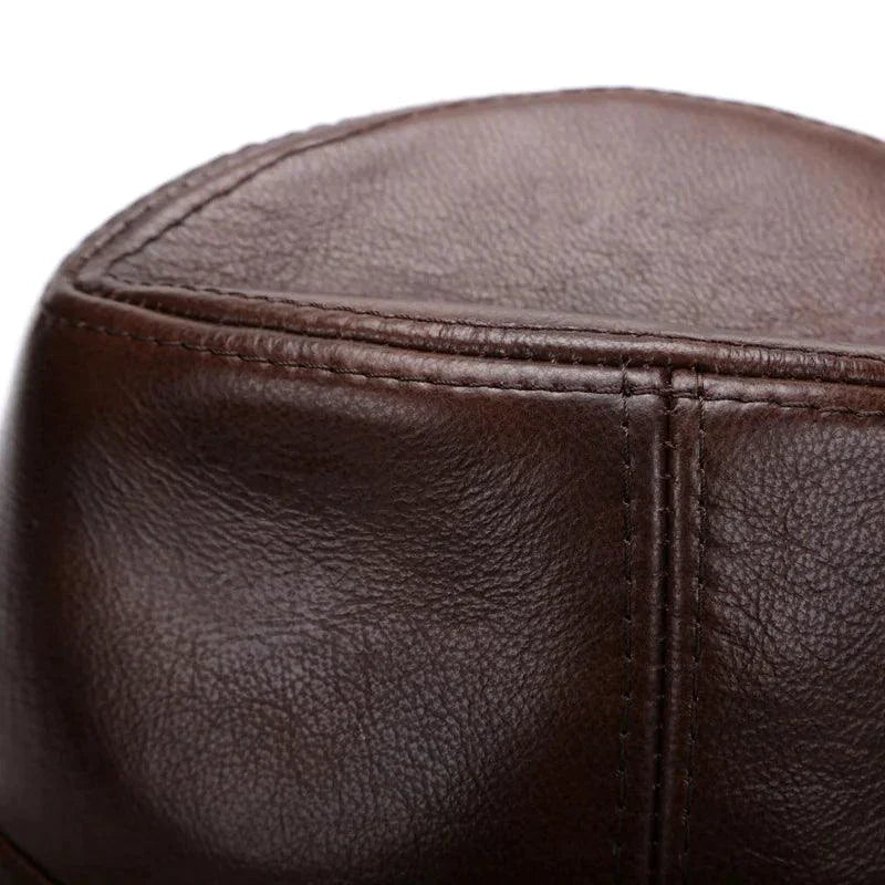 Mandotos Brown Leather Cap Premium Cowhide XL-XXXXL