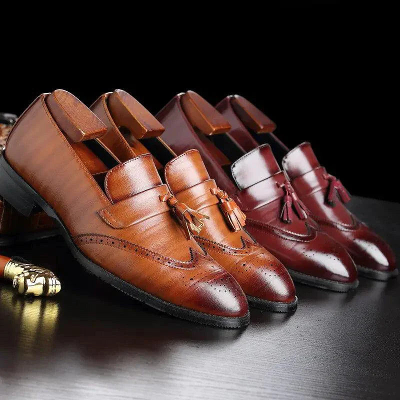 Mandotos Classic Leather Tassel Loafers For Men With Cushioned Footbed Handcrafted