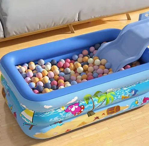 Mandotos Colorful Kids Inflatable Pool Durable PVC For Outdoor Backyard Summer Fun With Cartoon Graphics