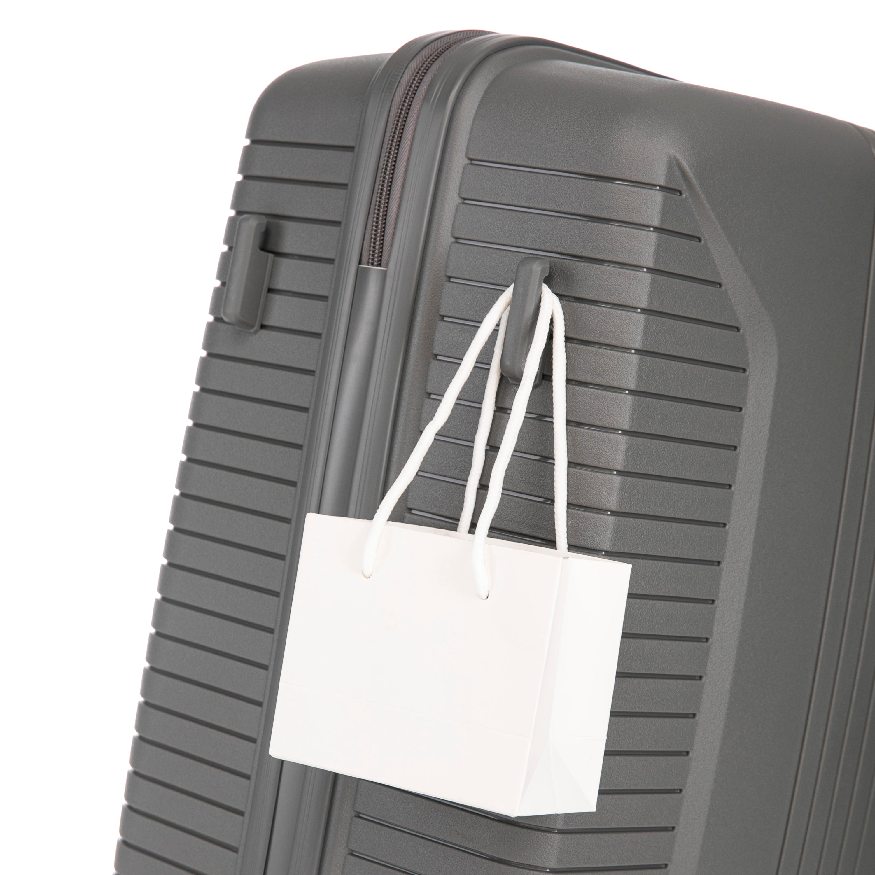 3-Piece PP Spinner Wheel Luggage Set 20'/24'/28' Silver Grey