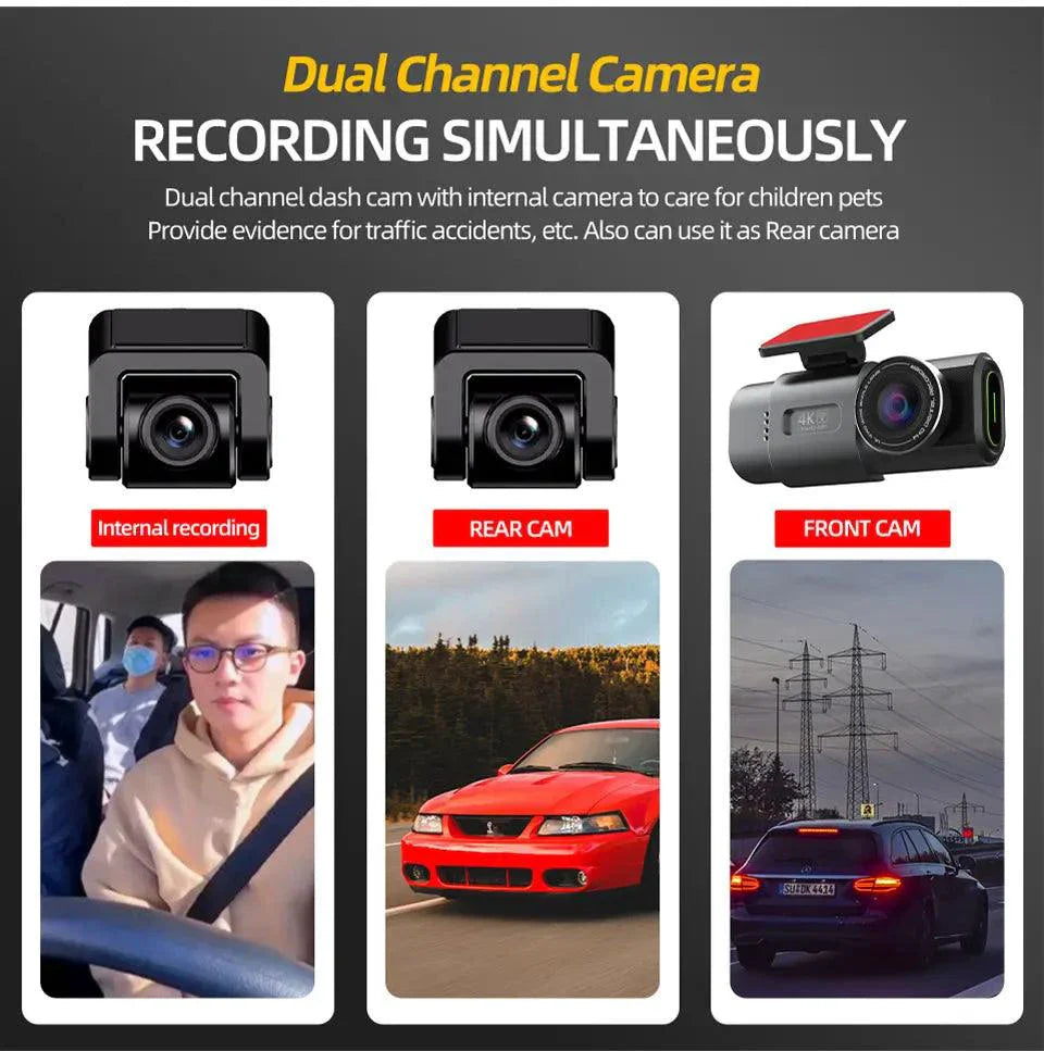 Acceo 4K Ultra HD Dash Cam Dual Lens With WiFi GPS Night Vision Parking Mode Built In