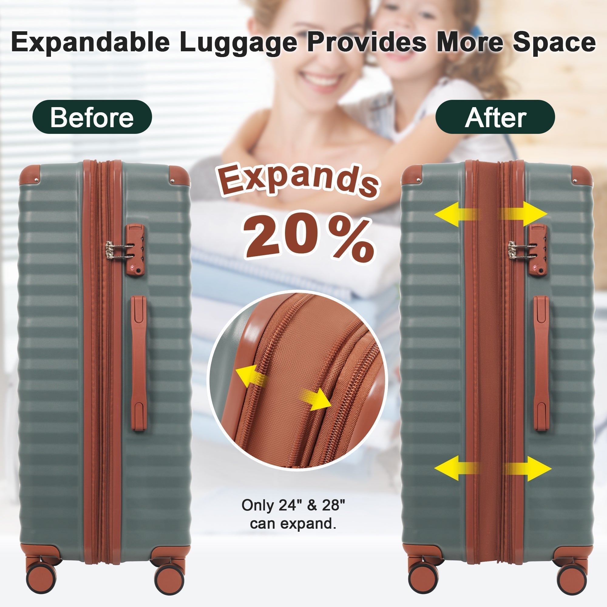 Deluxe 5-Piece Hard Side Luggage Set with USB and TSA Security