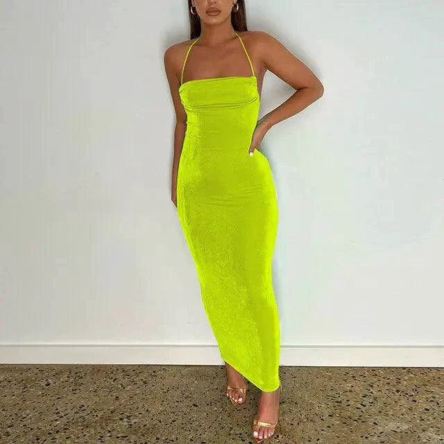Elegant Open Back Cami Long Dress
