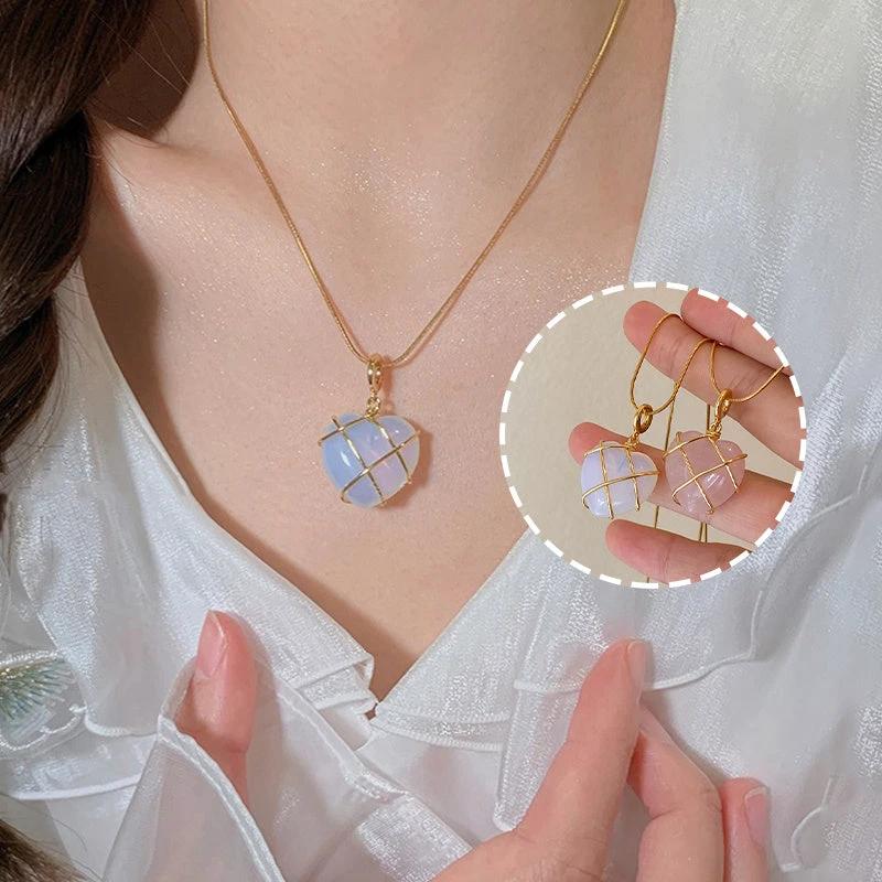 Fashion Moonstone Necklace - Cartoon Princess Love Girl Jewelry