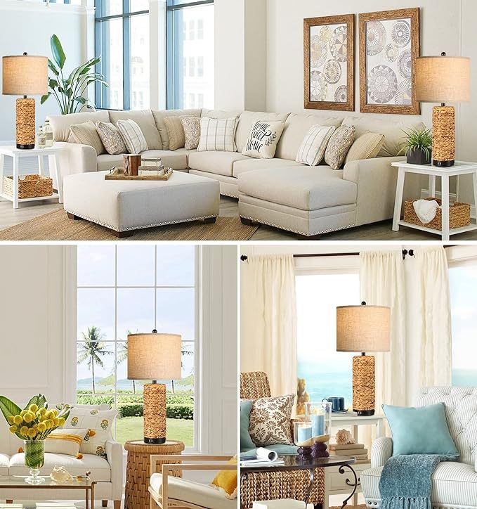 Tall Farmhouse Rustic Table Lamps Set of 2