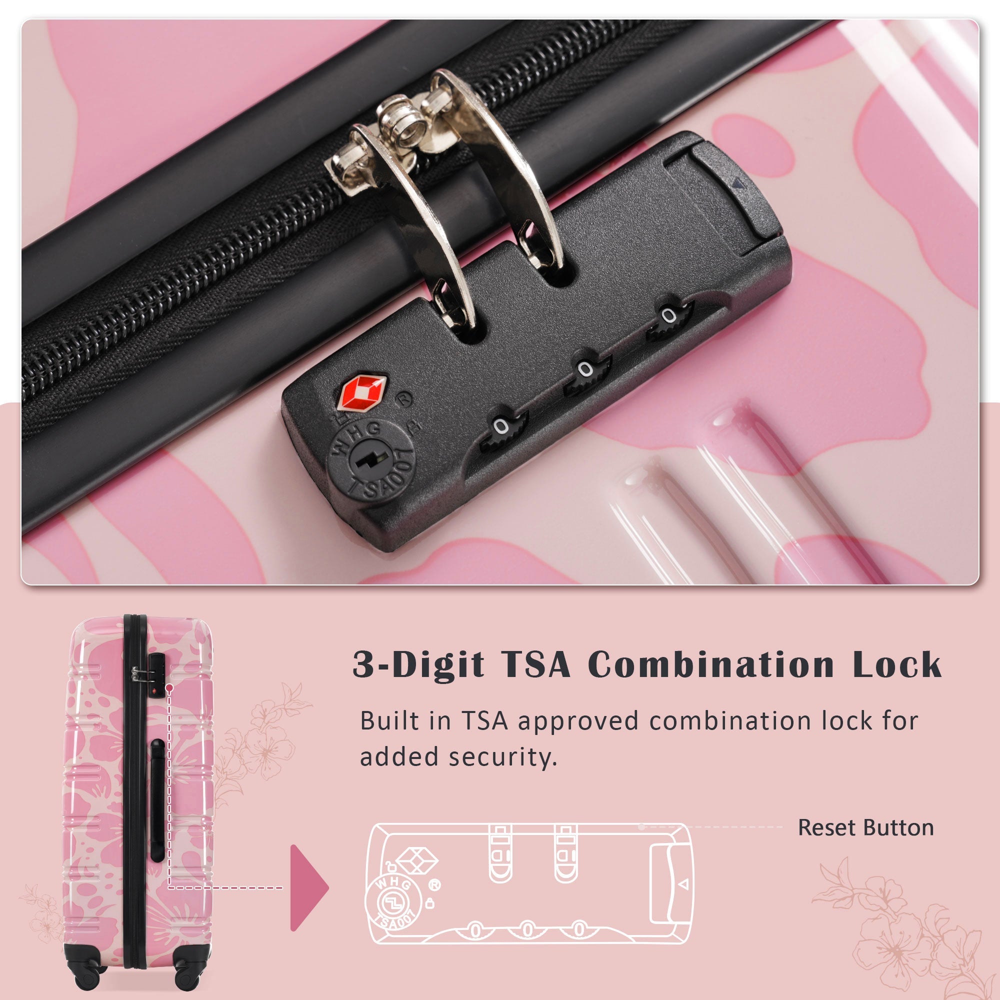 Hardshell Luggage Sets 3 Pcs Spinner Suitcase with TSA Lock