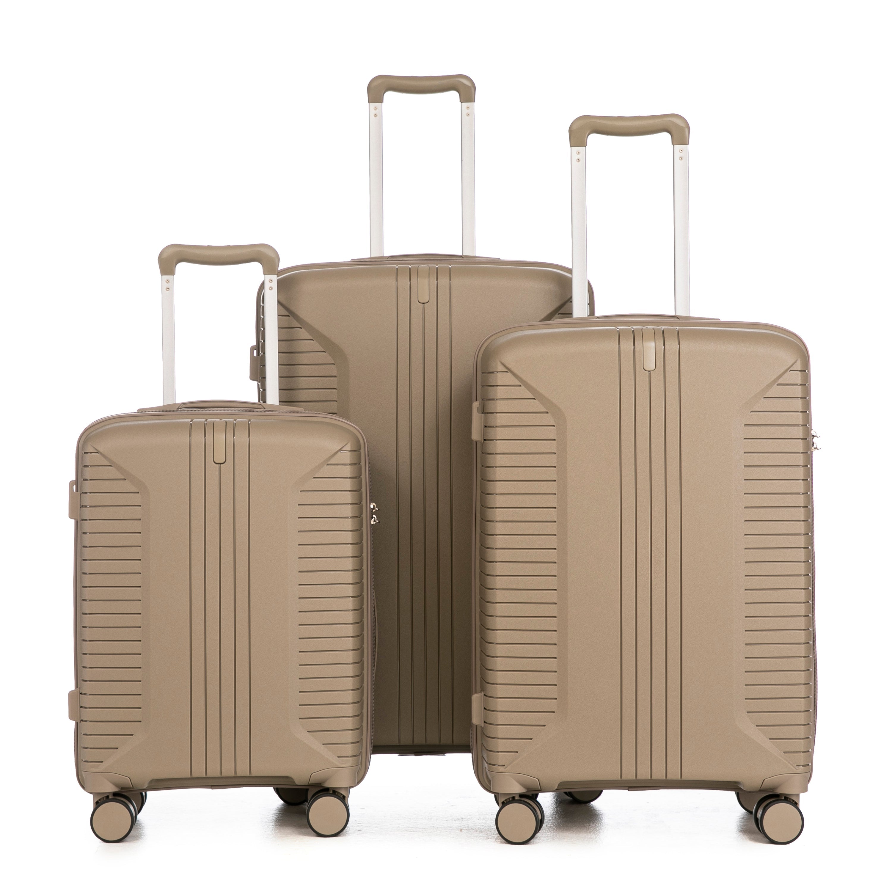 Gigatech 3-Piece PP Spinner Wheel Luggage Set (Champagne)
