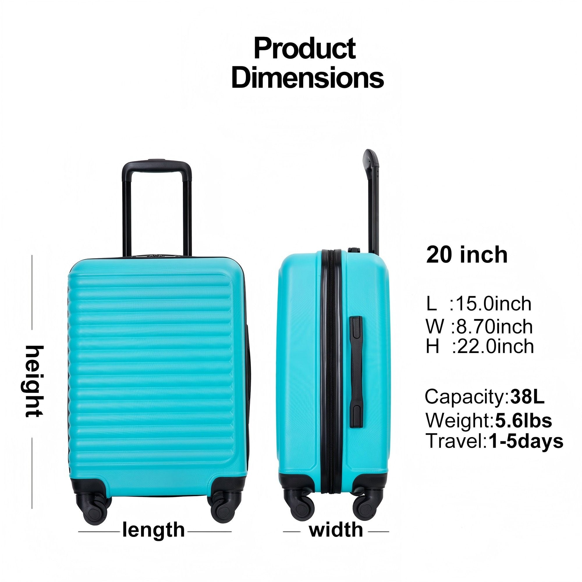 20" Carry On Lightweight Hardside Luggage with Spinner Wheels