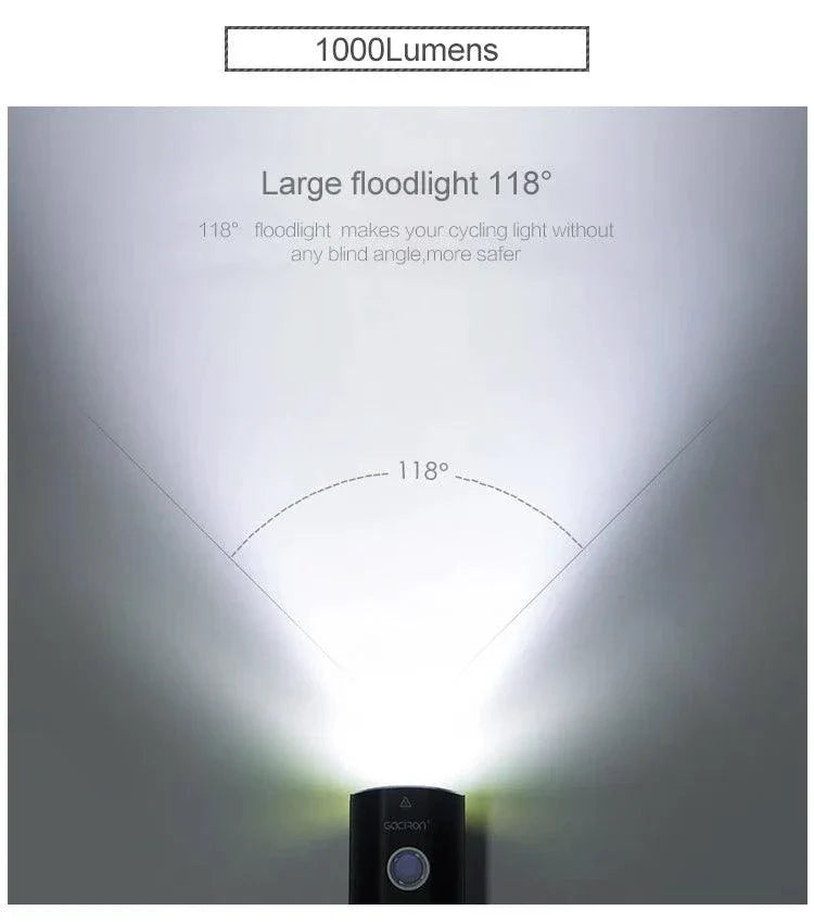 GACIRON 400-1800 Lumens Bicycle Front Light USB Rechargeable Cycling Headlight Flashlight MTB Road Bike Waterproof LED Head Lamp