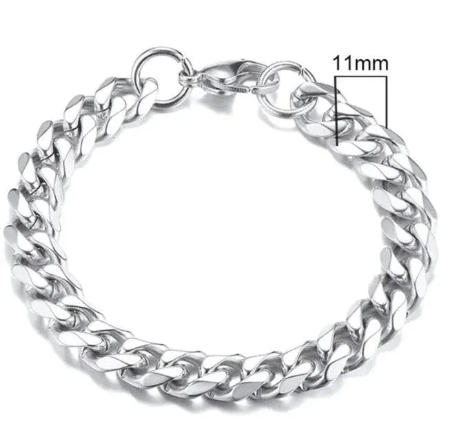 Gold-Tone Stainless Steel Cuban Bracelet 3-11mm