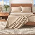 4 Piece Heathered Solid Cotton Blend Flannel Sheet Set - Anders Collection