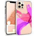 For iPhone 12 Pro Design Diamond, Purple Splash, White Flowers, Black Flowers