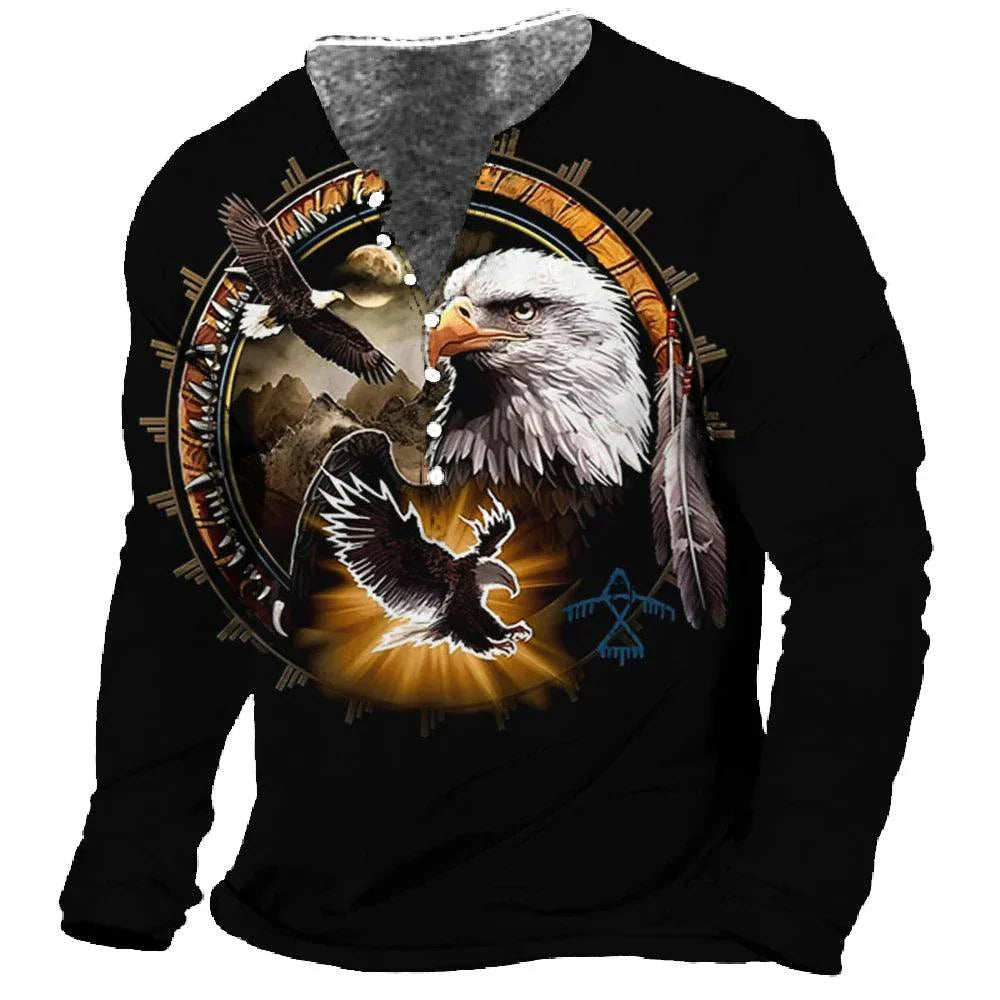 Vintage Eagle Motorcycle Print Men's Tee - Harajuku Streetwear Design