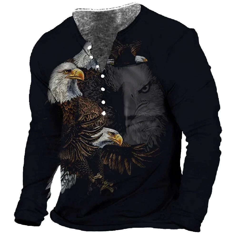 Vintage Eagle Motorcycle Print Men's Tee - Harajuku Streetwear Design