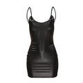 Fierce & Fabulous Faux Leather Backless Mini Dress - Wet Look Bodycon with Push-Up Bra for Unforgettable Nights