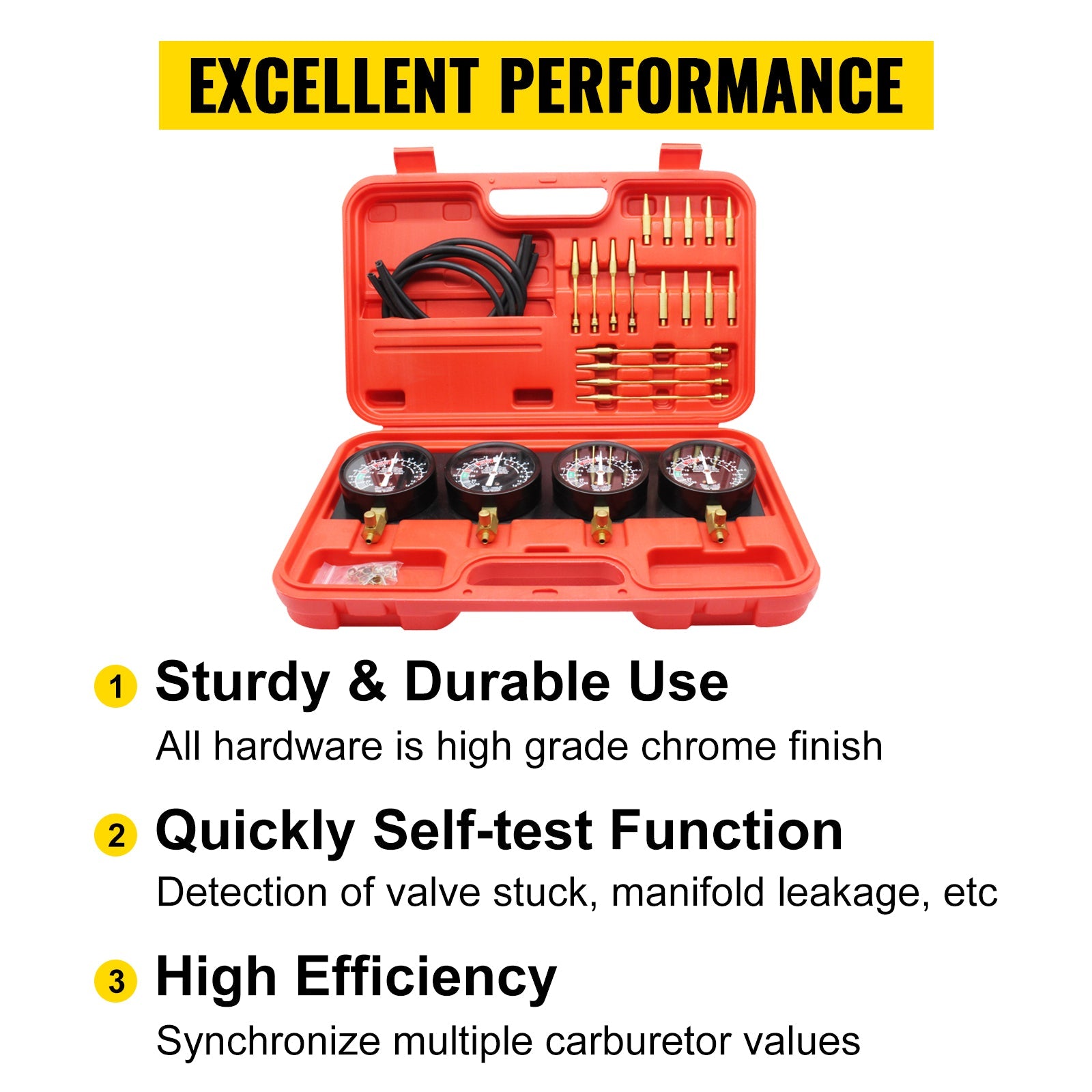 4-Gauge Carburetor Synchronizer Kit: Achieve Perfect Fuel Balance and Performance Tuning for Your Motorcycle with Precision and Ease!
