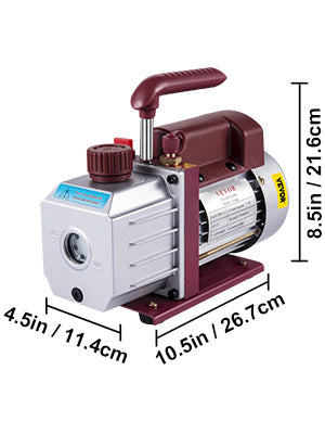 HVAC Refrigeration Vacuum Pump: 1-Stage, Choice of Manifold Gauge, 1.8-12CFM - Essential for Refrigerant Air Conditioning Maintenance