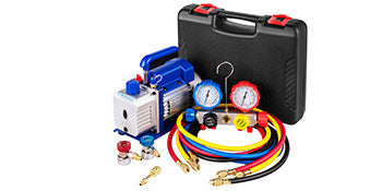 HVAC Refrigeration Vacuum Pump: 1-Stage, Choice of Manifold Gauge, 1.8-12CFM - Essential for Refrigerant Air Conditioning Maintenance
