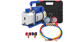 HVAC Refrigeration Vacuum Pump: 1-Stage, Choice of Manifold Gauge, 1.8-12CFM - Essential for Refrigerant Air Conditioning Maintenance