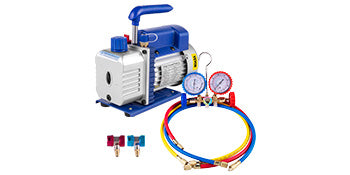 HVAC Refrigeration Vacuum Pump: 1-Stage, Choice of Manifold Gauge, 1.8-12CFM - Essential for Refrigerant Air Conditioning Maintenance
