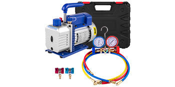 HVAC Refrigeration Vacuum Pump: 1-Stage, Choice of Manifold Gauge, 1.8-12CFM - Essential for Refrigerant Air Conditioning Maintenance