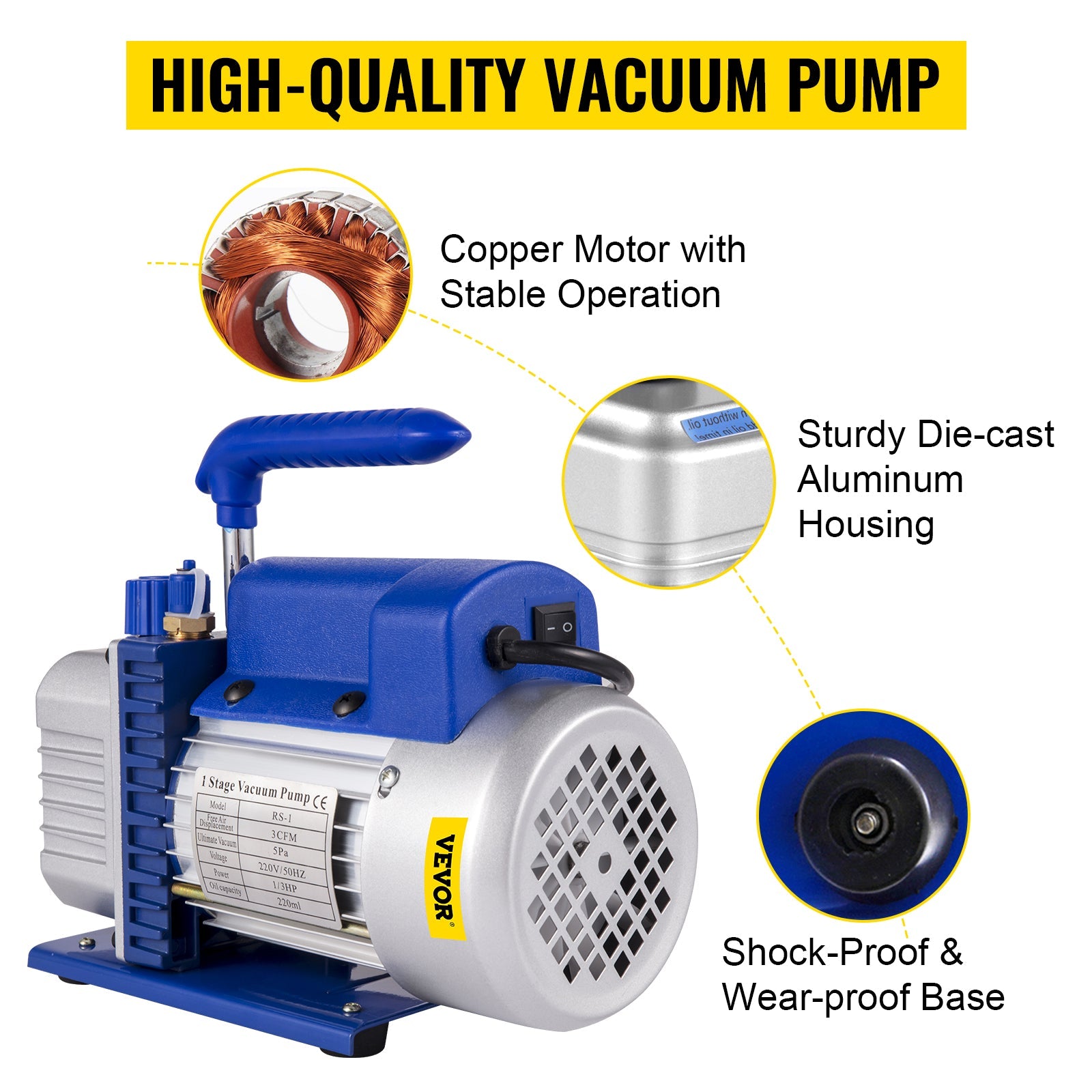 HVAC Refrigeration Vacuum Pump: 1-Stage, Choice of Manifold Gauge, 1.8-12CFM - Essential for Refrigerant Air Conditioning Maintenance