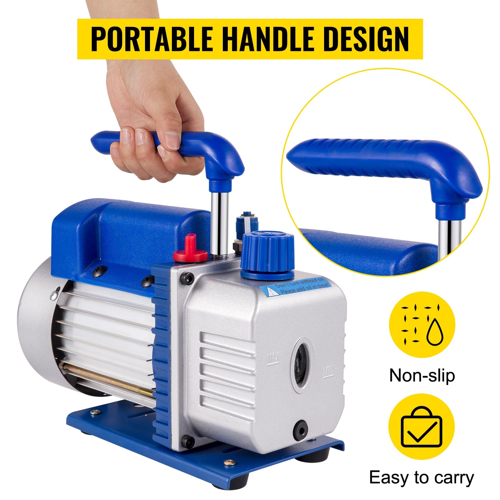 HVAC Refrigeration Vacuum Pump: 1-Stage, Choice of Manifold Gauge, 1.8-12CFM - Essential for Refrigerant Air Conditioning Maintenance
