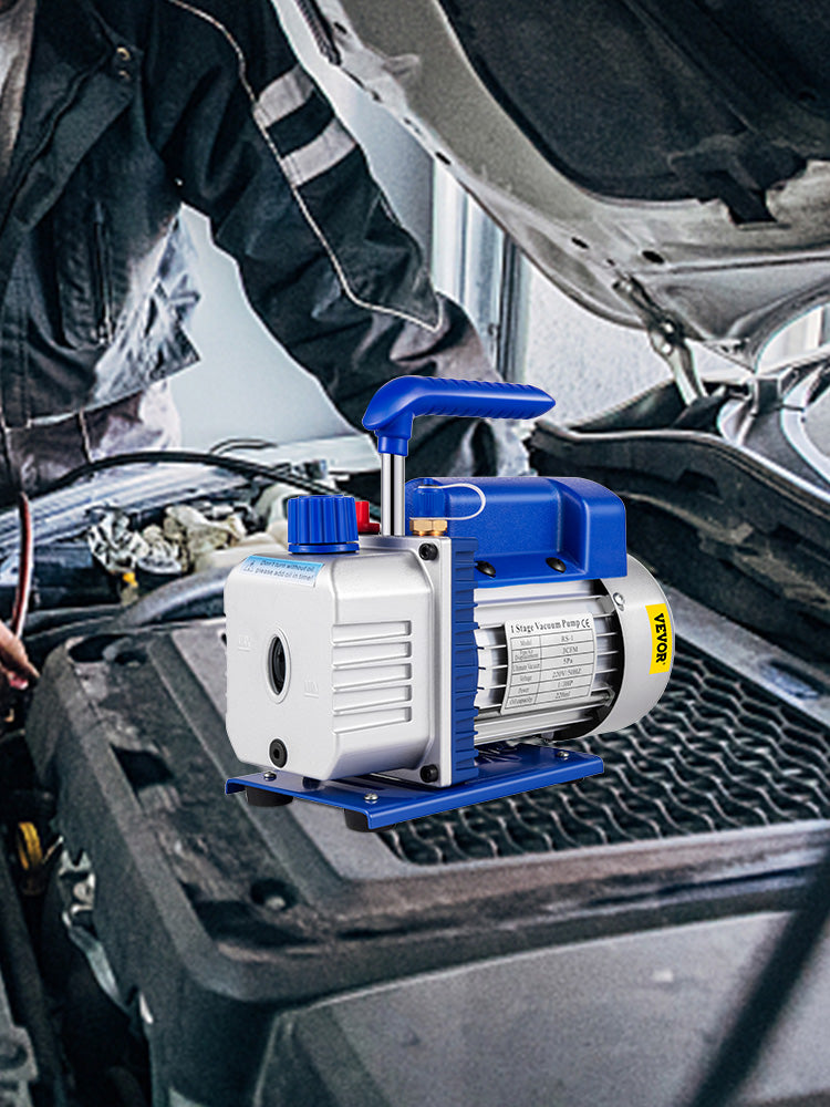 HVAC Refrigeration Vacuum Pump: 1-Stage, Choice of Manifold Gauge, 1.8-12CFM - Essential for Refrigerant Air Conditioning Maintenance