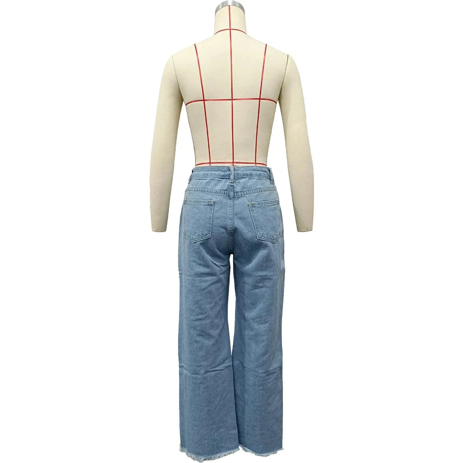 Burnt Flower High Waist Jeans - Trendy Women's Casual Denim Trousers for Spring/Summer 2025