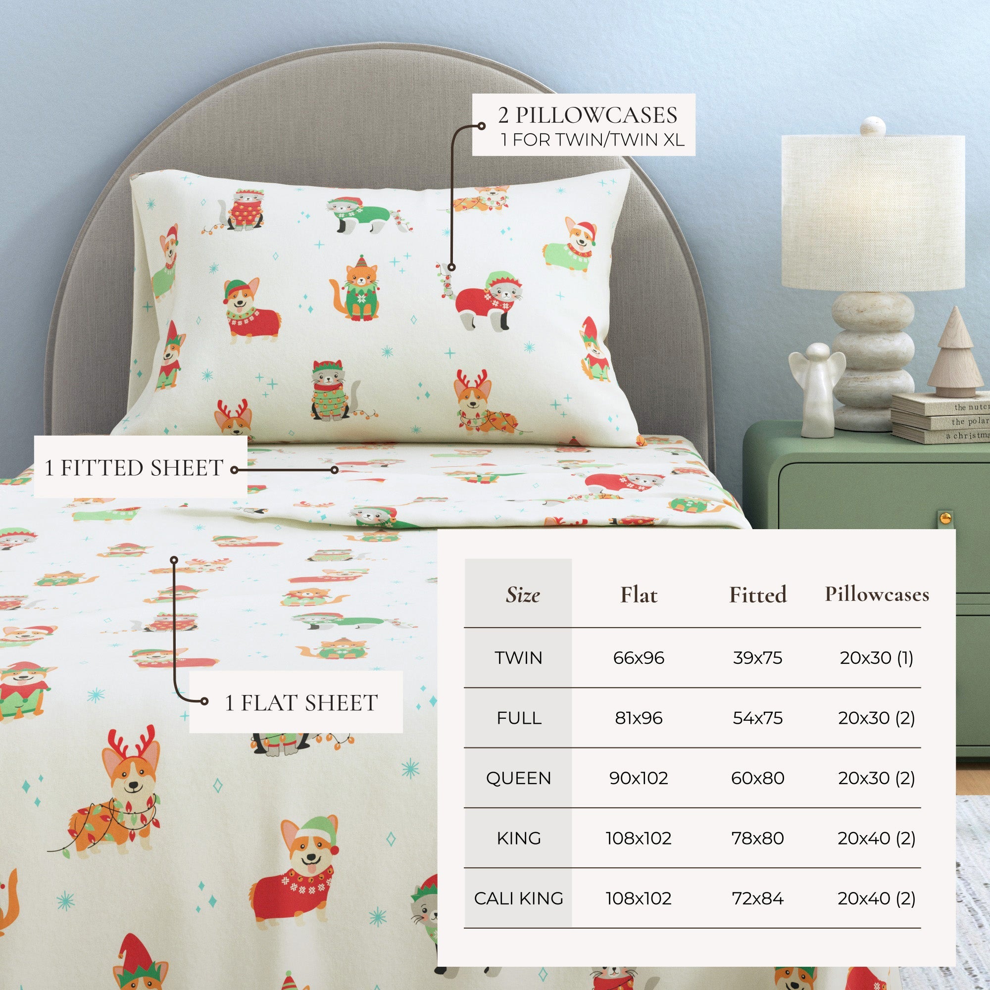 4-Piece Turkish Cotton Christmas Flannel Sheet - Whittaker Collection